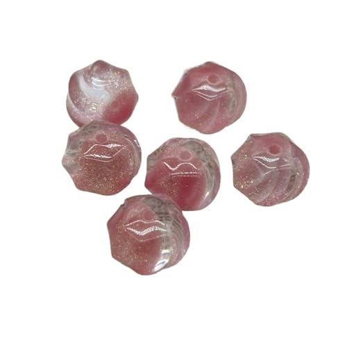WENH 20x17mm 100 Stück Harzpuder Effekt Kürbisform Perlen for handgefertigte Armbänder/Halsketten DIY Teile.Schmuckteile(Pink) von WENH