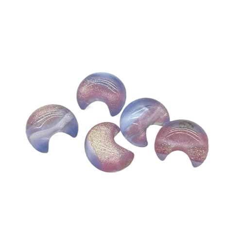WENH 24x20mm 100 Stück Harz Pulver Effekt Mond Perlen for handgefertigte Ohrringe/Halskette DIY Teile(Pink blue) von WENH