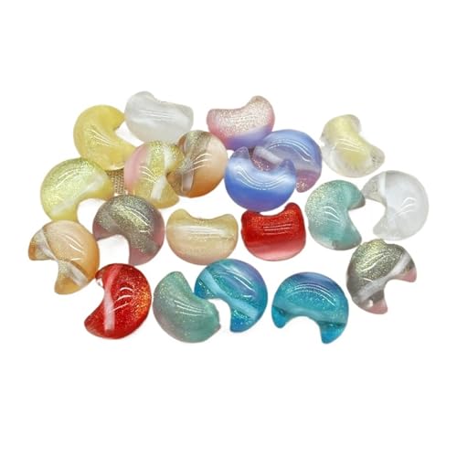 WENH 24x20mm 100 Stück Harz Pulver Effekt Mond Perlen for handgefertigte Ohrringe/Halskette DIY Teile(Random mix) von WENH