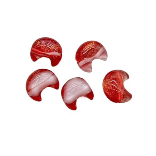 WENH 24x20mm 100 Stück Harz Pulver Effekt Mond Perlen for handgefertigte Ohrringe/Halskette DIY Teile(Red) von WENH