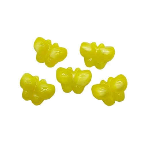 WENH 28x21mm 100 stücke Harz Katzenauge Effekt Schmetterling Perlen for Handgemachte Armband/Halskette DIY Teile. schmuck Erkenntnisse(Yellow) von WENH