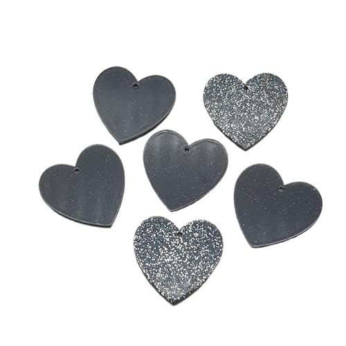 WENH 30mm 100 stücke Acryl Anhänger Pulver Herz Charme for Handgemachte Ohrring/Halskette DIY Teile(Black) von WENH