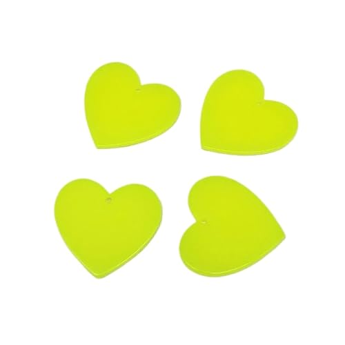 WENH 30x28mm 100 Stück Acryl Solid Neon Effekt Herz Charm for handgefertigte Ohrringe DIY Teile, Schmuckzubehör & Komponenten(Yellow) von WENH