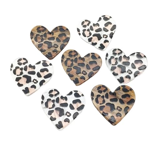 WENH 33x32mm 100 stücke Acryl Anhänger Leopard Print Herz Charme for Handgemachte Ohrring/Halskette DIY Teile(2 color mix) von WENH
