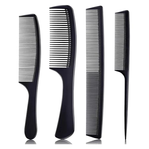 WENH 4-teiliges Kämmset for Damen und Herren, hochwertiges schwarzes Haarkammset aus Karbonfaser for Toupieren und Scheiteln, Kämme for Friseure. WENH 4-teiliges Kämmset for Damen und Herren, hochwertiges schwarzes Haarkammset aus Karbonfaser for Toupieren und Scheiteln, Kämme for Friseure. von WENH