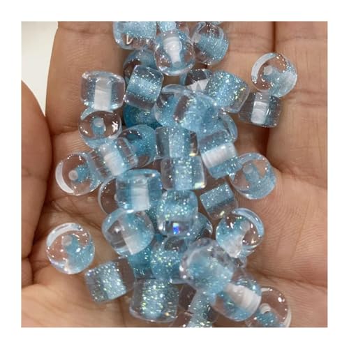 WENH 6x8mm 2000 Stück Harzpulver-Effekt Zylinderform Perlen for handgefertigte Armbänder/Halsketten DIY Teile. Schmuckzubehör(Blue) von WENH