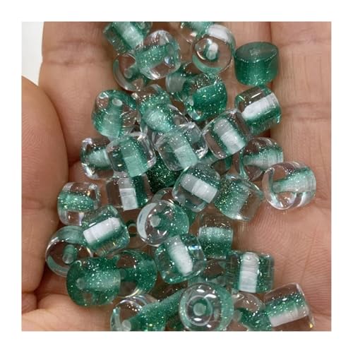 WENH 6x8mm 2000 Stück Harzpulver-Effekt Zylinderform Perlen for handgefertigte Armbänder/Halsketten DIY Teile. Schmuckzubehör(Green) von WENH