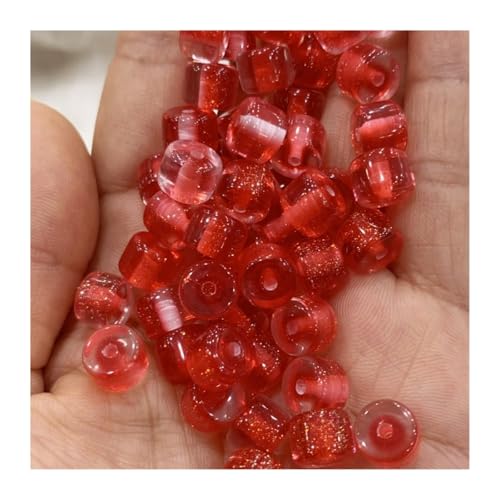 WENH 6x8mm 2000 Stück Harzpulver-Effekt Zylinderform Perlen for handgefertigte Armbänder/Halsketten DIY Teile. Schmuckzubehör(Red) von WENH