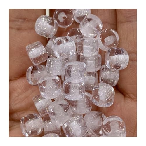 WENH 6x8mm 2000 Stück Harzpulver-Effekt Zylinderform Perlen for handgefertigte Armbänder/Halsketten DIY Teile. Schmuckzubehör(White) von WENH