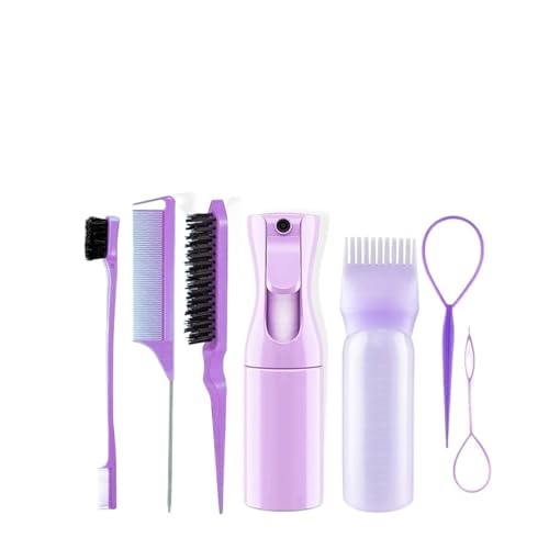 WENH 7 Teile/satz Haar Pinsel Set Entwirren Pinsel Kopfhaut Massage Haar Kamm Barber Spray Flasche Haar Zubehör Set Salon Haar Produkte(Purple set) von WENH