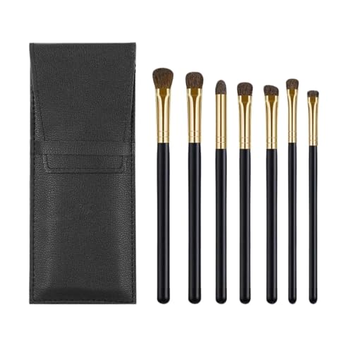 WENH 7-teiliges Make-up-Pinsel-Set, Augen-Make-up-Pinsel for Damen, Pferdeschwanz, Augen-Make-up-Pinsel mit Holzgriff, Make-up-Tool, Lidschatten, Augenbrauenpinsel(Blakc) von WENH