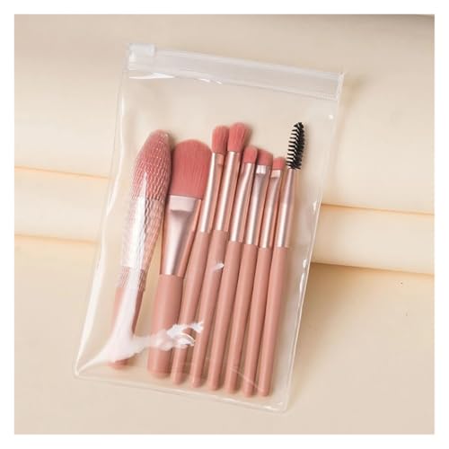 WENH 8-teiliges Make-up-Pinsel-Set mit weichem Haar, Make-up-Werkzeug, Puderpinsel, Lidschatten, Lippe, tragbarer Halo-Farbstoff-Pinsel, Make-up-Pinsel(Orange red) von WENH