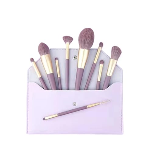 WENH 9PCS Make-Up Pinsel Weiche Kosmetische Pulver Lidschatten Kontur Highlight Lip Concealer Make-Up-Tools(Purple 9pcs bag) von WENH