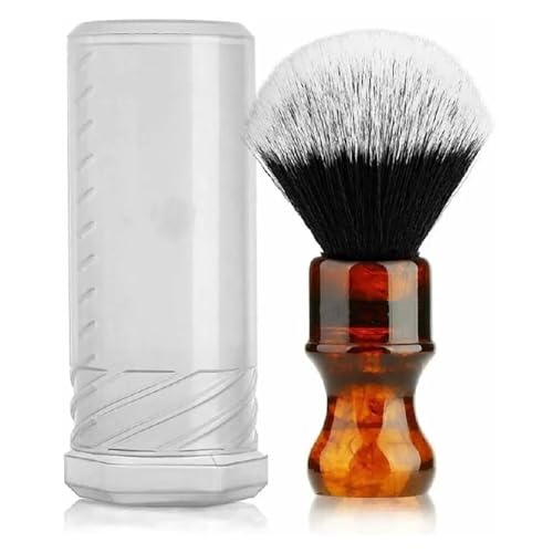 WENH Amber Rasierpinsel, Silberspitz, synthetisches Dachshaar, mit Harzgriff, for Männer, professionelle Nassrasur (Knoten 24 mm), Bernstein(Amber with Box) von WENH