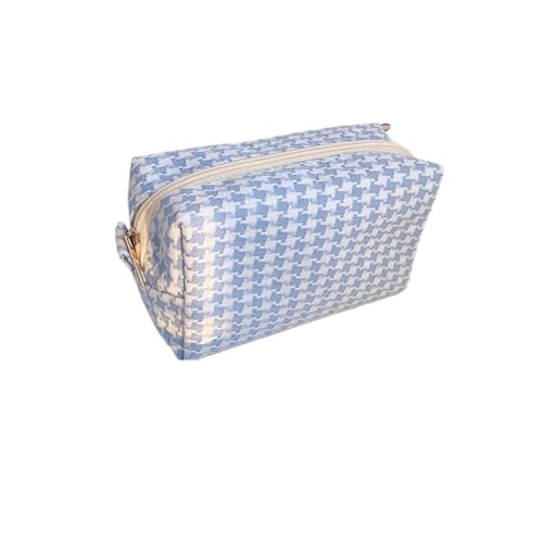 WENH Candy Farbe Mode Plaid Make-Up Tasche Reise Tragbare Kissen Make-Up Tasche Frauen Make-Up Fall Kosmetik Tasche Toilettenartikel Organizer(Blue) von WENH