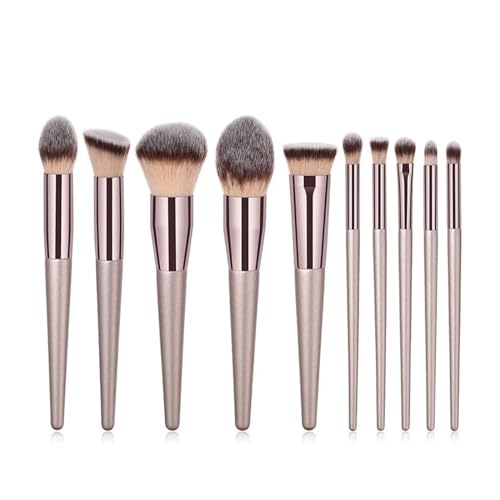 WENH Champagner Make-Up Pinsel Set for Frauen Kosmetische Foundation Puder Rouge Lidschatten Kabuki Blending Make Up Pinsel Beauty Tools(10 pcs) von WENH