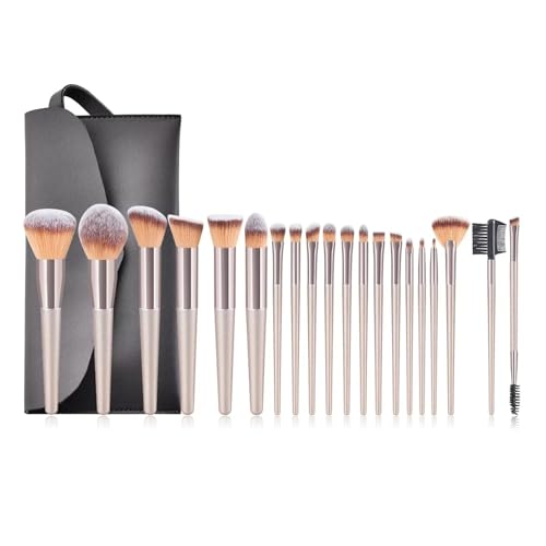 WENH Champagner Make-Up Pinsel Set for Frauen Kosmetische Foundation Puder Rouge Lidschatten Kabuki Blending Make Up Pinsel Beauty Tools(20pcs with black bag) von WENH