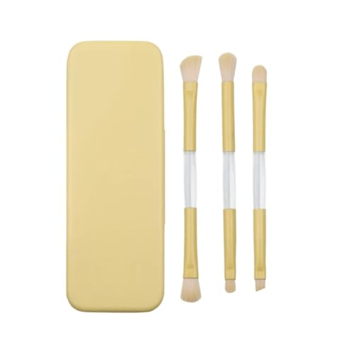 WENH Mini Detail Lidschatten Pinsel Make-Up Werkzeug 6 In 1 Make-Up Pinsel Set Tragbare Make-Up Pinsel Doppel Köpfe Lagerung Box mit Spiegel(6 in 1 huangse) von WENH