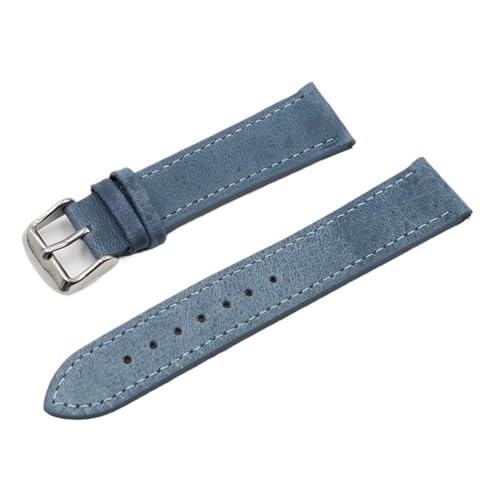 WENH Retro-Uhrenarmband 18 mm 20 mm 22 mm 24 mm Leder-Uhrenarmbänder Grau Schwarz Braun Blau for Herrenuhrenzubehör(Blue,19mm) von WENH