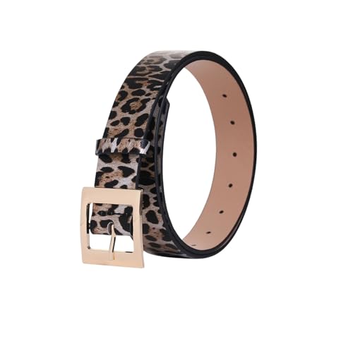 WENH Schicker Vintage-Gürtel mit Leopardenmuster – weiches PU-Leder, klassisches Design, verstellbare Schnalle, lässiges Jeanshosen-Accessoire(110cm) von WENH