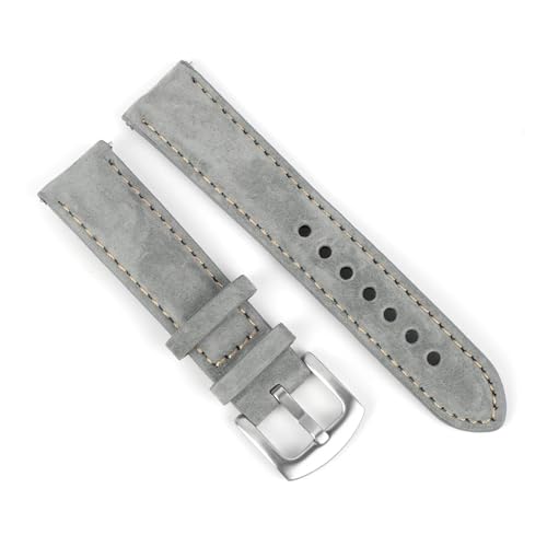 WENH Vintage Wildleder Uhrenarmband 18mm 19mm 20mm 22mm Handgefertigtes Uhrenarmband Grau Braun Ersatzgürtel Zubehör for Herren(Gray,20mm) von WENH