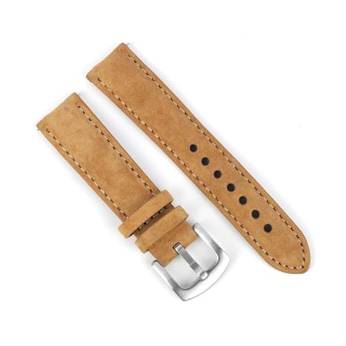 WENH Vintage Wildleder Uhrenarmband 18mm 19mm 20mm 22mm Handgefertigtes Uhrenarmband Grau Braun Ersatzgürtel for Accessoires(6,22mm) von WENH