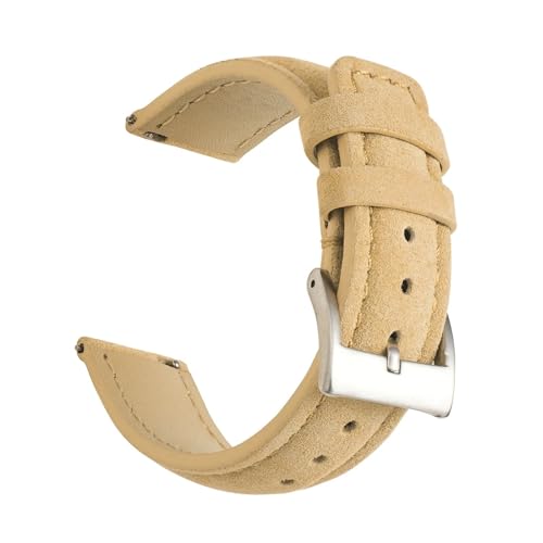 WENH Vintage Wildleder Uhrenarmband 18mm 19mm 20mm 22mm Handgefertigtes Uhrenarmband Grau Braun Ersatzgürtel for Accessoires(Beige 1,22mm) von WENH