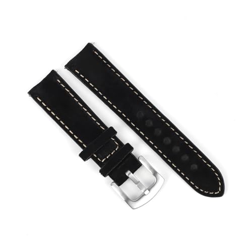 WENH Vintage Wildleder Uhrenarmband 18mm 19mm 20mm 22mm Handgefertigtes Uhrenarmband Grau Braun Ersatzgürtel for Accessoires(Black,18mm) von WENH