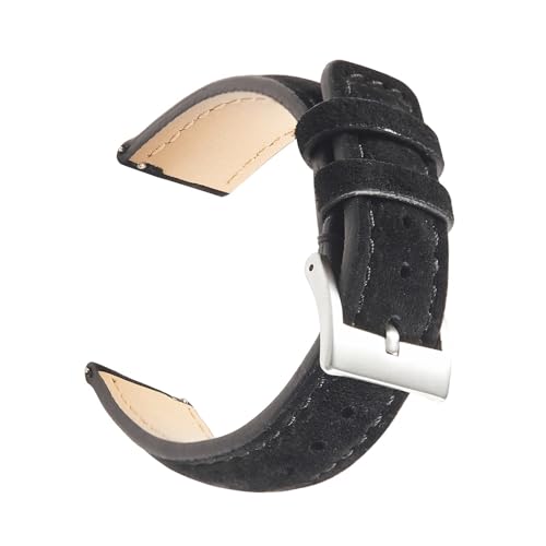 WENH Vintage Wildleder Uhrenarmband 18mm 19mm 20mm 22mm Handgefertigtes Uhrenarmband Grau Braun Ersatzgürtel for Accessoires(Black 1,18mm) von WENH