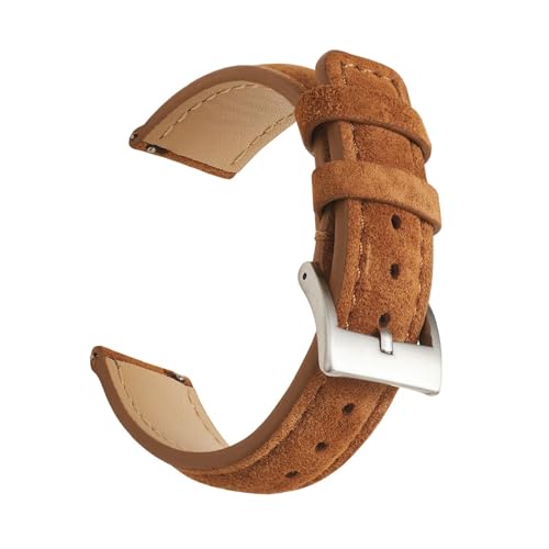 WENH Vintage Wildleder Uhrenarmband 18mm 19mm 20mm 22mm Handgefertigtes Uhrenarmband Grau Braun Ersatzgürtel for Accessoires(Brown 1,18mm) von WENH