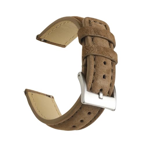 WENH Vintage Wildleder Uhrenarmband 18mm 19mm 20mm 22mm Handgefertigtes Uhrenarmband Grau Braun Ersatzgürtel for Accessoires(Light coffee 1,18mm) von WENH