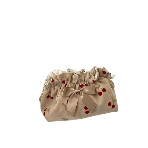 WENH Weiche Cord Kirsche Make-Up Taschen for Frauen Organizer Große Kapazität Kosmetische Lippenstift Taschen Frauen Reise Lagerung Tasche Make Up sac(Red) von WENH