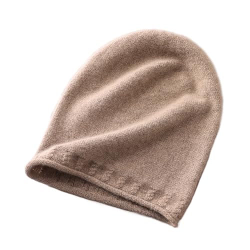 WENH Wolle frauen Gestrickte Mützen Herbst Winter Warme Weiche Pullover Crimpen Kappe Korea Mode Slouch Skullies for Mädchen(Camel) von WENH