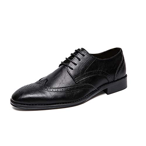 WENJHEN Herren Brogue Mikrofaser Lederschuhe, Männer Schnürhalbschuhe Schuhe Spitz für Hochzeit Lässige Tanzen Geschäftliche Business-Halbschuh von WENJHEN