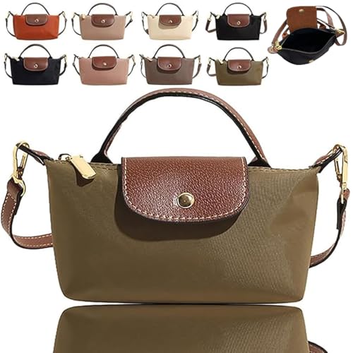 WENJIN Damenmode Colorblock Mini Gesteppte Nylon Geldbörse, Handtasche Geldbörsen mit verstellbarem Riemen, einfarbige quadratische Geldbörse (Einheitsgröße,Grün) von WENJIN