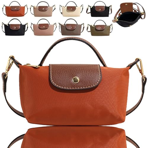 WENJIN Damenmode Colorblock Mini Gesteppte Nylon Geldbörse, Handtasche Geldbörsen mit verstellbarem Riemen, einfarbige quadratische Geldbörse (Einheitsgröße,Orange) von WENJIN