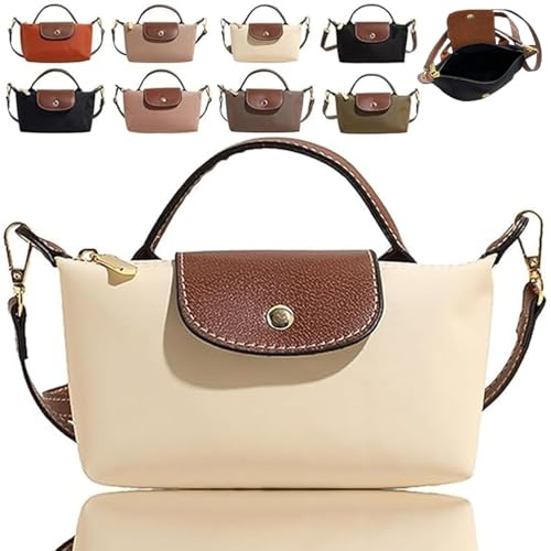 WENJIN Damenmode Colorblock Mini Gesteppte Nylon Geldbörse, Handtasche Geldbörsen mit verstellbarem Riemen, einfarbige quadratische Geldbörse (Einheitsgröße,Weiß) von WENJIN