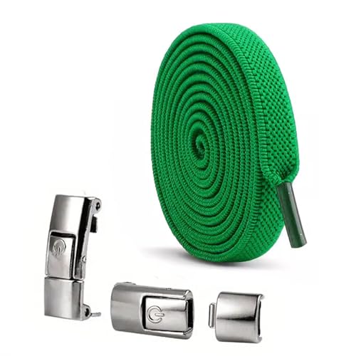 WENJION Elastische Schnürsenkel Ohne Binden – 1 Stück Flache 8mm Gummi Schnürsenkel Mit Schnellverschluss – Schnellschnürsystem Für Erwachsene Und Kinder – Schnürsenkel Grün von WENJION