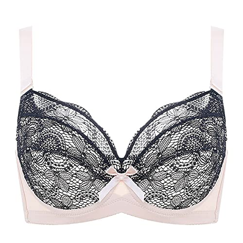 BHs für Damen, Minimizer, Push-Up-BH, sexy, ultradünn, mit Bügel, vollständige Abdeckung, Bralette (Farbe: Schwarz, Größe: 95F) von WENJUN