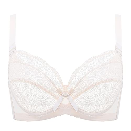 BHs für Damen, Minimizer, Push-Up-BH, sexy, ultradünn, mit Bügel, vollständige Abdeckung, Bralette (Farbe: Weiß, Größe: 95F) von WENJUN