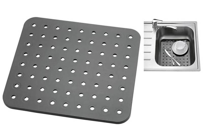 WENKO Wanneneinlage Spülbeckeneinlage "Kristall" Kunststoff 31 x 27,5 cm schwarz, 1-tlg. von WENKO