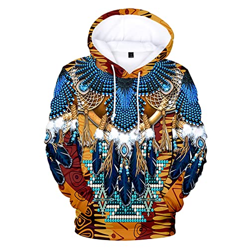 WENKOMG1 Herren-Kapuzenpullover mit ethnischem Aufdruck, langärmelig, Winter, Herbst, Indianer-Sweatshirt, nativer Stil, Grafik-Pullover, Khaki, XXX-Large WENKOMG1 Herren-Kapuzenpullover mit ethnischem Aufdruck, langärmelig, Winter, Herbst, Indianer-Sweatshirt, nativer Stil, Grafik-Pullover, Khaki, XXX-Large von WENKOMG1