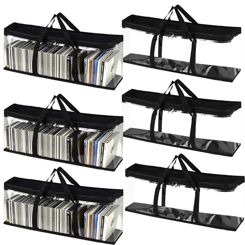 WENLISELL DVD-Aufbewahrungstaschen für bis zu 240 DVDs, 40 Stück pro Tasche, tragbare DVD-Halterung mit Reißverschlüssen, transparente Medien-Aufbewahrungstasche mit Griffen, 6 Stück WENLISELL DVD-Aufbewahrungstaschen für bis zu 240 DVDs, 40 Stück pro Tasche, tragbare DVD-Halterung mit Reißverschlüssen, transparente Medien-Aufbewahrungstasche mit Griffen, 6 Stück von WENLISELL