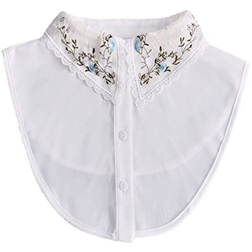 WENLOOY Falscher Kragen Abnehmbare Bluse Dickey Kragen Halbe Shirts Faux Falsche Kragen für Frauen & Mädchen Gefälligkeiten, Grüne Blumenstickerei, Mittel von WENLOOY