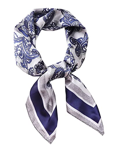 WENLOOY Quadratischer Satin-Haar-Schal, Kopftuch für Damen/Herren, Krawatte, Bandana, Einstecktuch, 30502-c Blaues Blumenmuster, Medium WENLOOY Quadratischer Satin-Haar-Schal, Kopftuch für Damen/Herren, Krawatte, Bandana, Einstecktuch, 30502-c Blaues Blumenmuster, Medium von WENLOOY