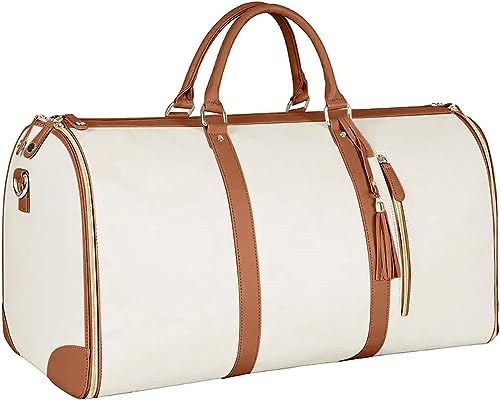 WENNEWU Tragbare Faltbare Damen-Kleidungs-Reisetasche, Kleidertaschen, Reisetaschen Mit GroßEm FassungsvermöGen, FüR Frauen, MäNner, Jugendliche Und Kinder,Beige von WENNEWU