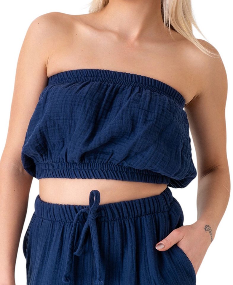 WENOR Crop-Top Trägerloses Musselin-Oberteil mit Gummizug aus 100 % Baumwolle elastische Bündchen oben und unten, minimalistisches Design von WENOR