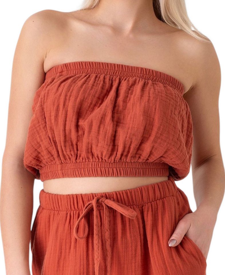 WENOR Crop-Top Trägerloses Musselin-Oberteil mit Gummizug aus 100 % Baumwolle (1-tlg) elastische Bündchen oben und unten, minimalistisches Design von WENOR
