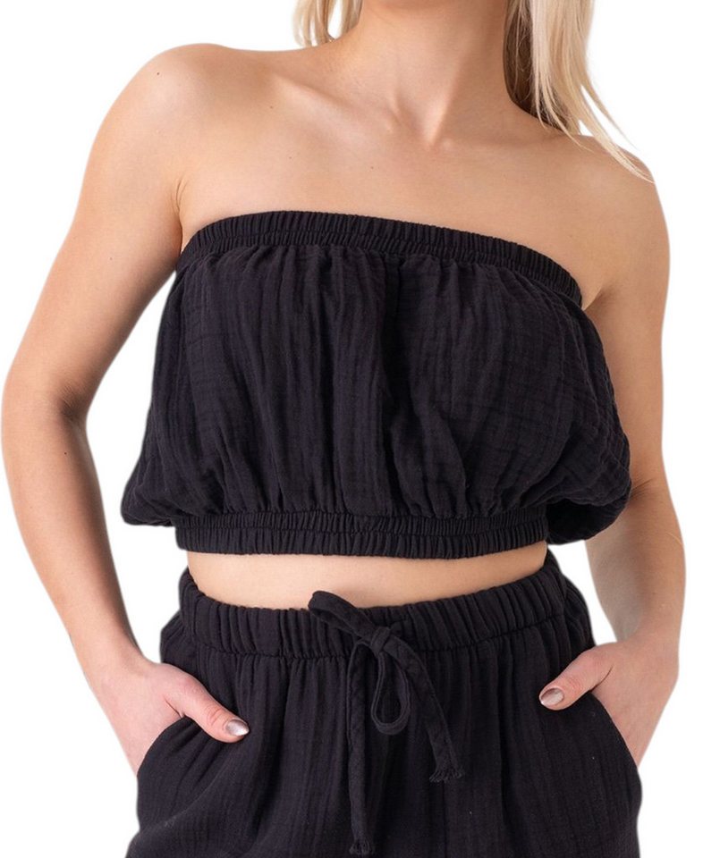 WENOR Crop-Top Trägerloses Musselin-Oberteil mit Gummizug aus 100 % Baumwolle elastische Bündchen oben und unten, minimalistisches Design von WENOR