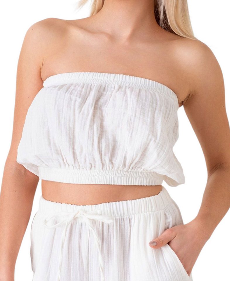WENOR Crop-Top Trägerloses Musselin-Oberteil mit Gummizug aus 100 % Baumwolle elastische Bündchen oben und unten, minimalistisches Design von WENOR